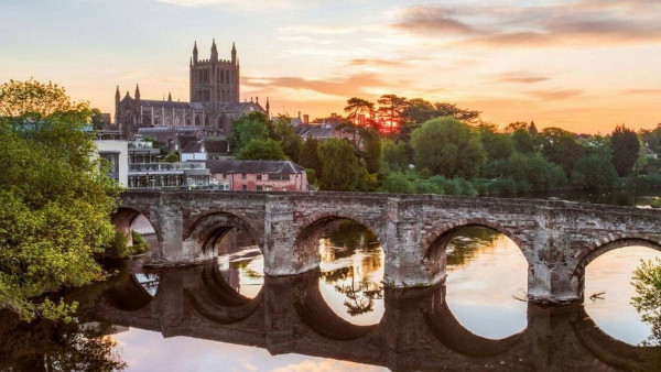 Hereford Old Wye Bridge and Cathedral